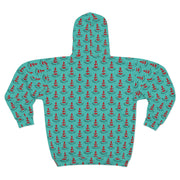 Unisex Zip Hoodie (AOP) Aqua Blue - Dobra Logo