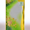 The plastic Kabusecha  packet is green and gold, with pink and gold flowers decorating the dark green left side. It fades up into white, and then appears to be gold-dipped on the right side. There is a lot certification sticker on the top right.
